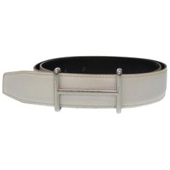 Hermès White X Black (Rare) Reversible Idem H Logo Kit 866594 Belt