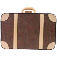 Etro Paisley Trunk Suitcase 866601 Brown Coated Canvas Weekend/Travel Bag