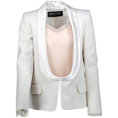 Balmain White Wool Lapel Blazer - size 34