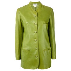 Chanel Green Leather Vintage Jacket, 1990s