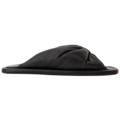 Balenciaga Black Leather Bow Slippers - size 39
