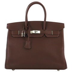 Hermes Birkin Handbag Havane Togo with Palladium Hardware 35