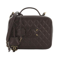 Chanel Filigree Vanity Case Quilted Caviar Large