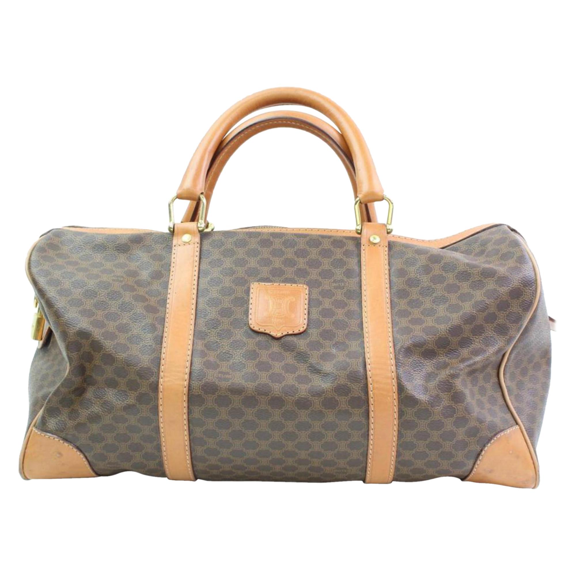 Céline Macadam Boston Monogram Duffle 866475 Brown Canvas Weekend/Travel Bag For Sale