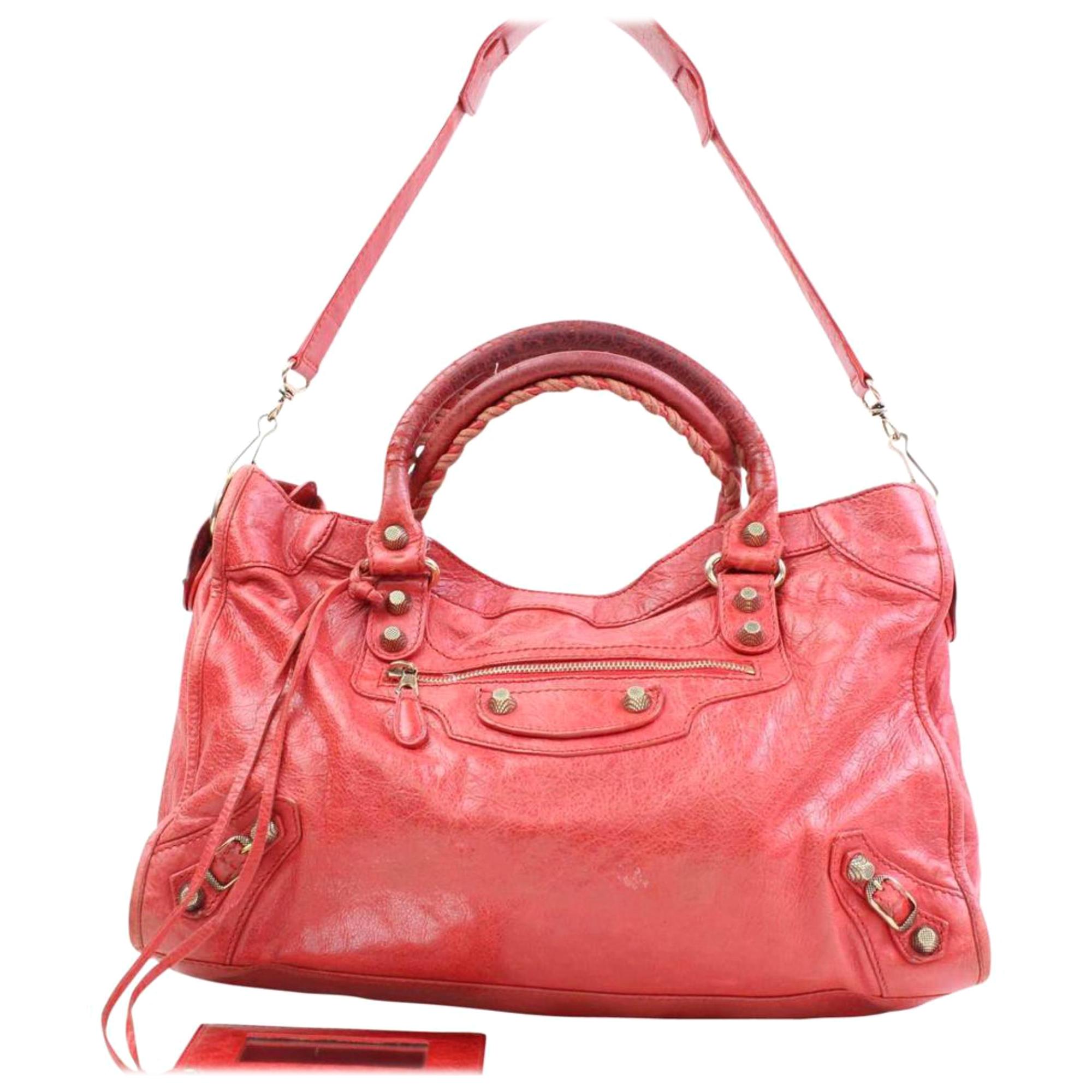 Balenciaga The City 2way 866491 Red Leather Shoulder Bag For Sale