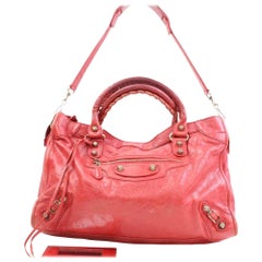 Used Balenciaga The City 2way 866491 Red Leather Shoulder Bag