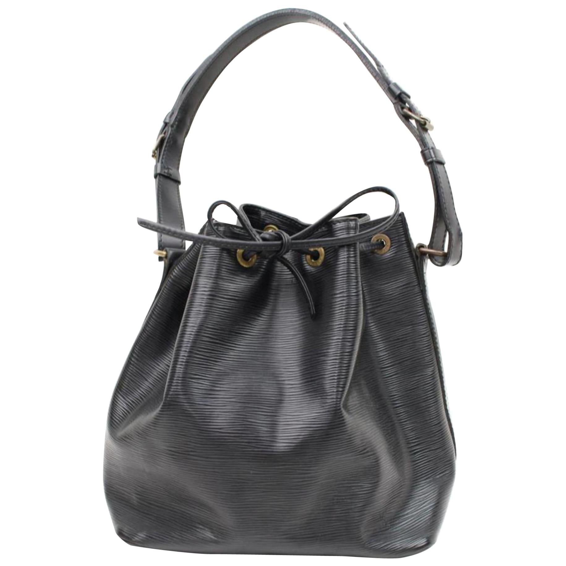 Louis Vuitton Petit Noe 866536 Black Leather Hobo Bag For Sale