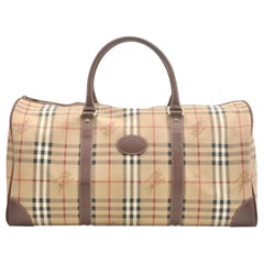 Vintage Burberry Nova Check Boston Duffle 866558 Beige Canvas Satchel