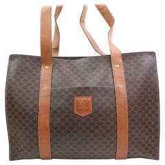 Céline Macadam Monogram Shopper Tote 866564 Brown Coated Canvas Shoulder Bag