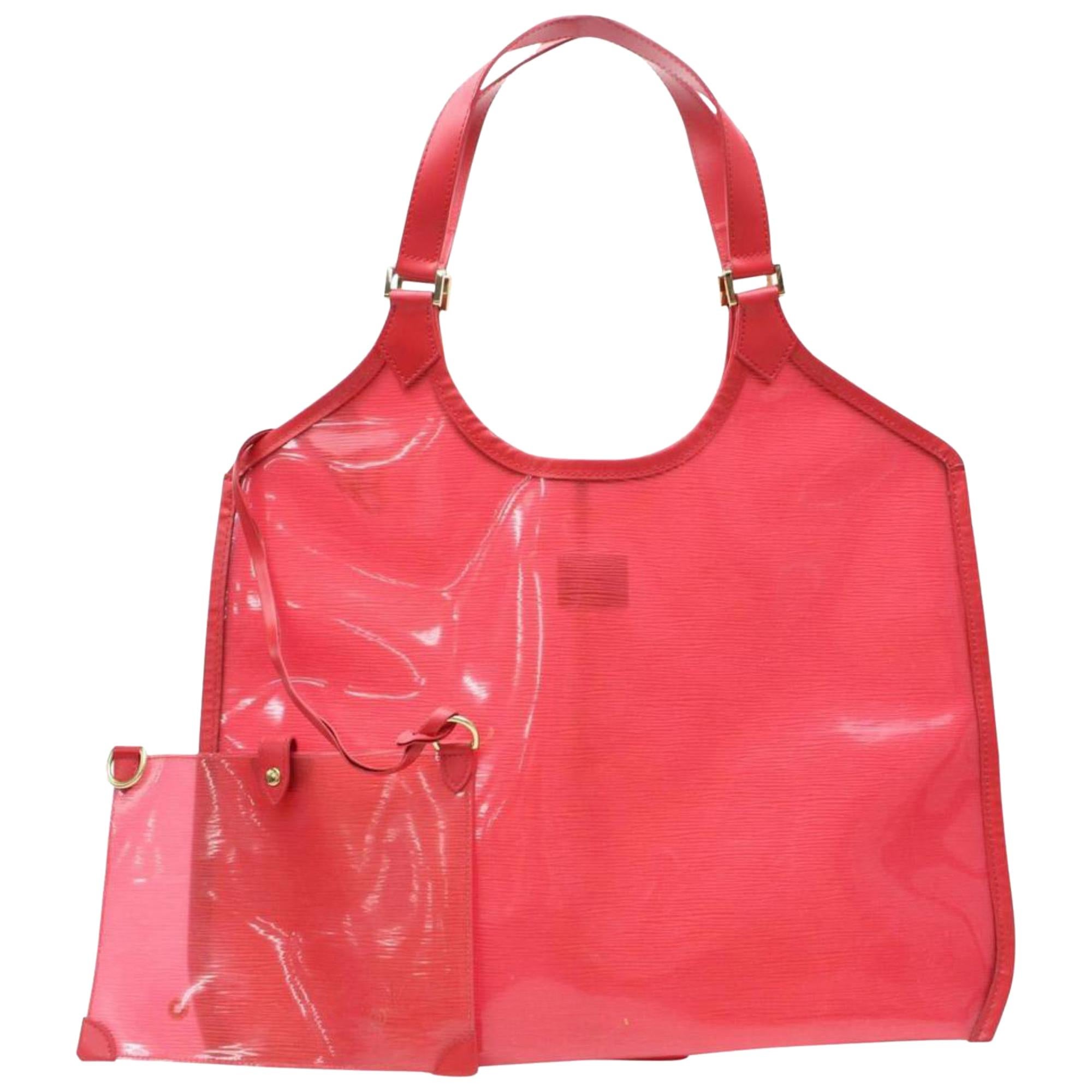 Louis Vuitton Plage Baia Lagoon with Pouch 866325 Red Leather Tote For Sale