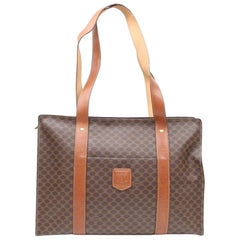 Céline Macadam Monogram Shopper 866379 Brown Coated Canvas Tote