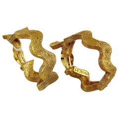 Yves Saint Laurent YSL Vintage Massive Textured Hoop Earrings