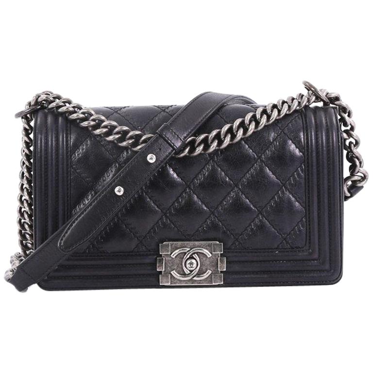 Chanel Double Stitch Boy Flap Bag Quilted Calfskin Old Medium at