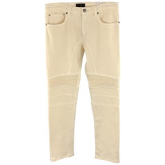 Used BELSTAFF Size 30 x 31 Beige Solid Cotton / Elastane Zip Fly Jeans