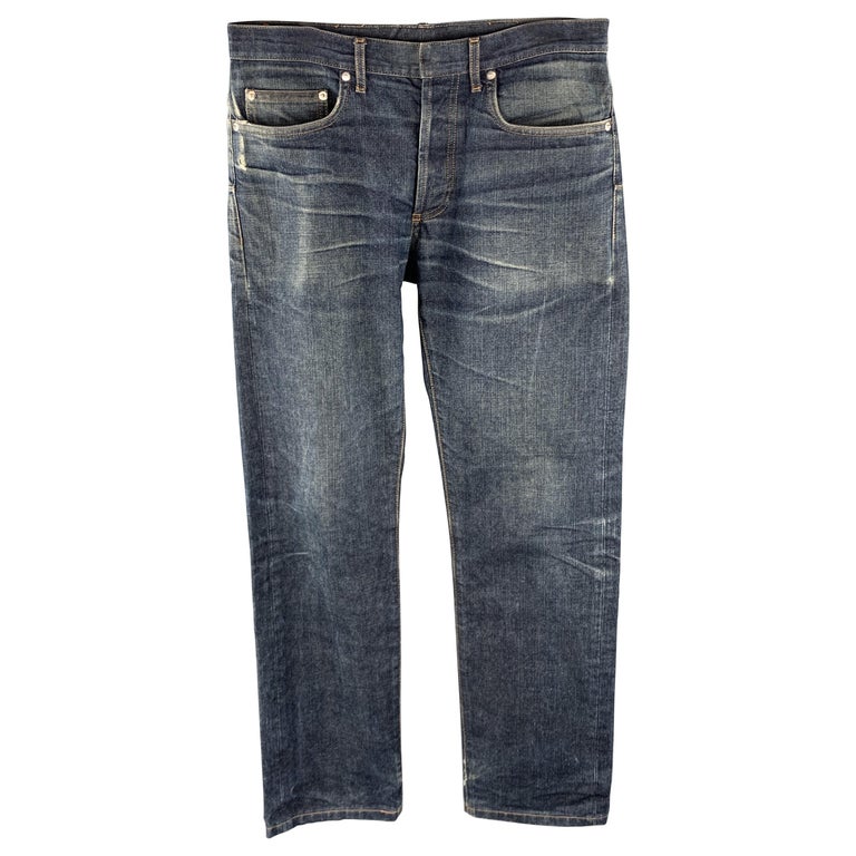 DIOR HOMME Size 32 x 31 Indigo Wash Denim Button Fly Jeans at 1stDibs ...