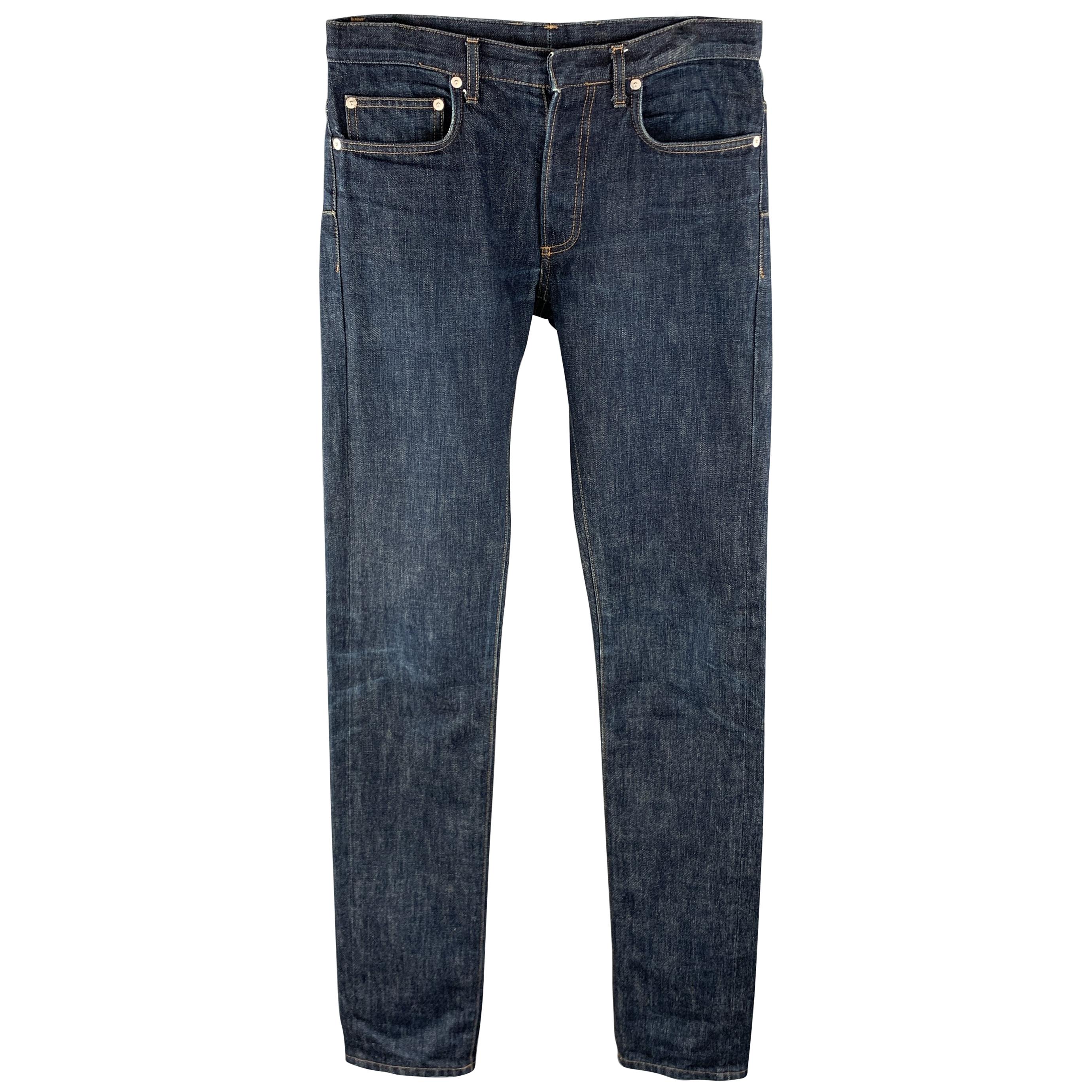 DIOR HOMME Size 31 x 29 Indigo Wash Denim Button Fly Jeans