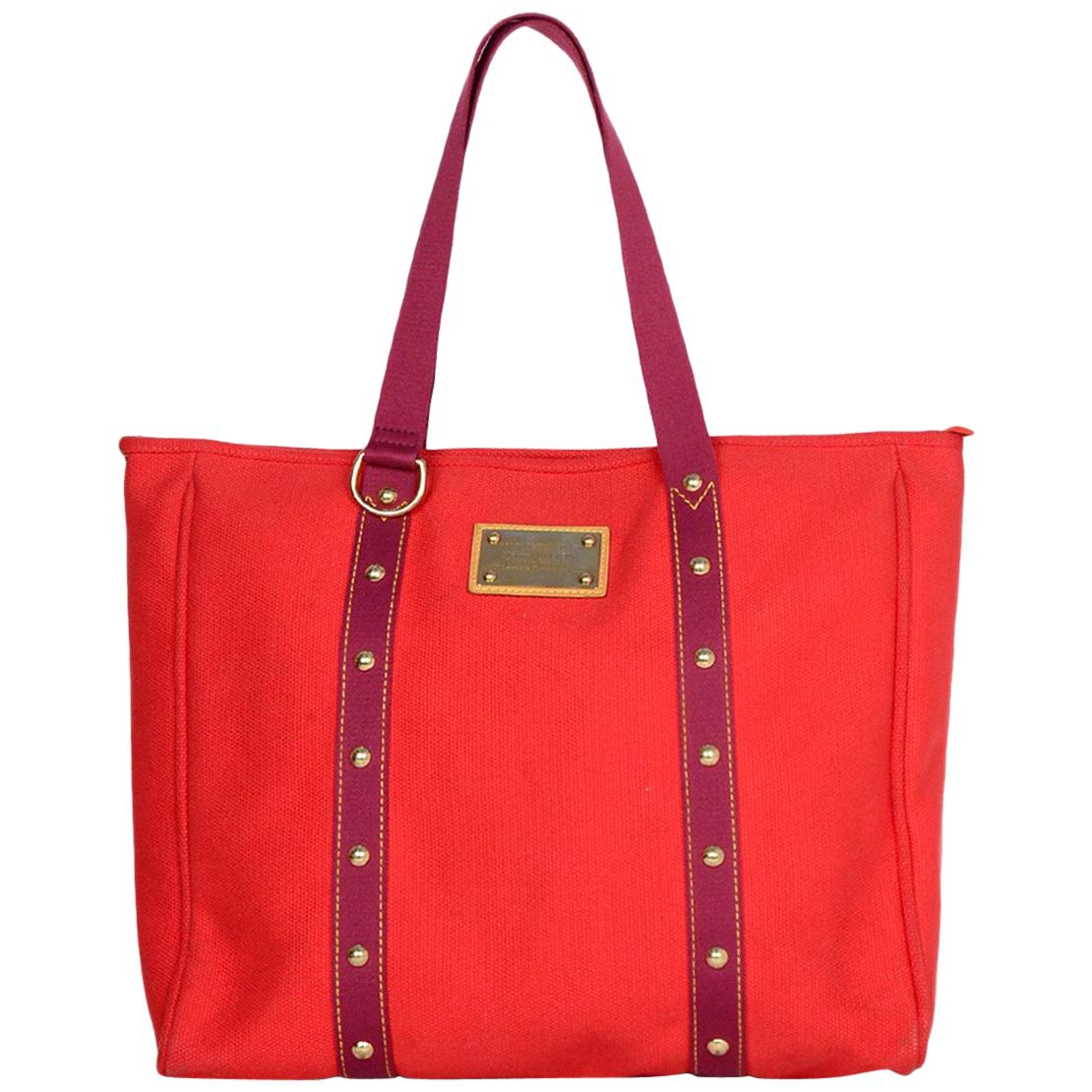 Louis Vuitton Red Canvas Antigua Cabas GM Tote Bag