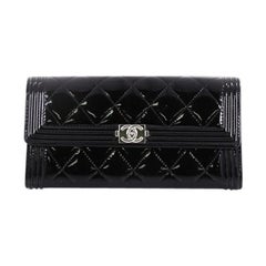 Chanel Boy Flap Wallet Quilted Patent Long
