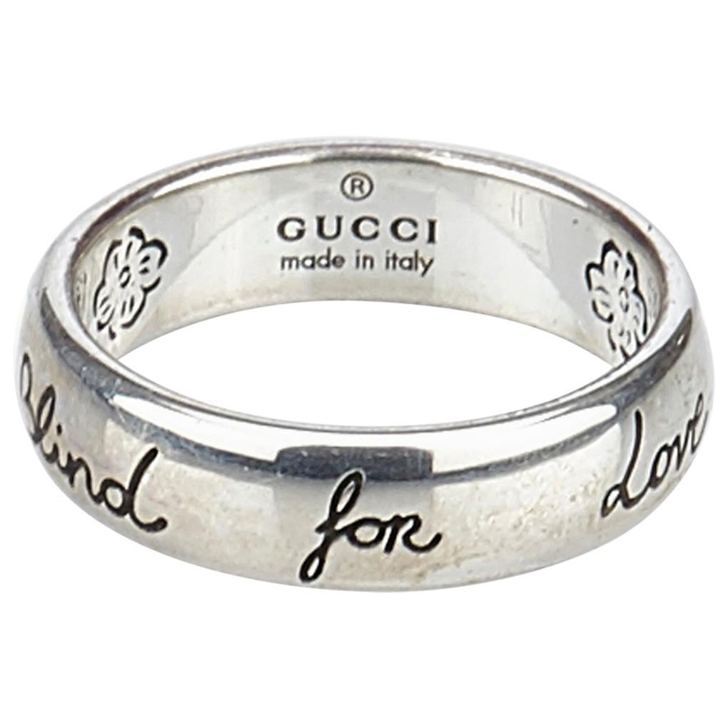 Gucci Silver Silver Metal Blind For Love Ring Italy w/ Dust BagBox