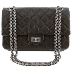 Chanel Black Distressed Calfskin 2.55 Reissue Double Flap Bag