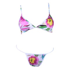 Retro S/S 1999 Gucci by Tom Ford Sheer White Mesh Floral Bra Top Bikini Set