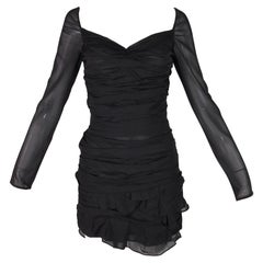 S/S 2003 Gucci Tom Ford Runway - Mini robe en soie noire froncée et transparente