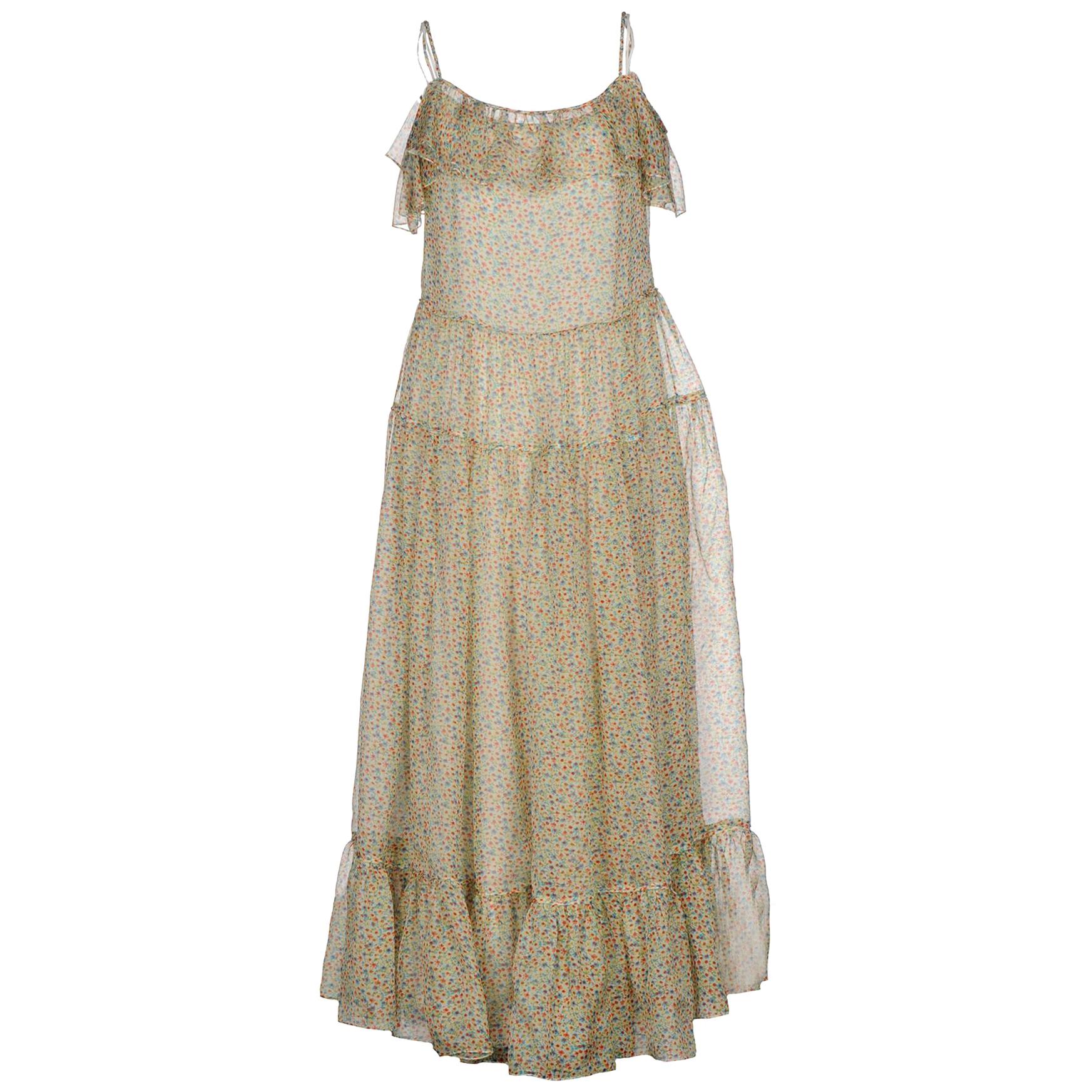 Saint Laurent Floral-Print Cold-Shoulder Maxi Dress