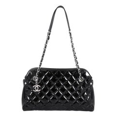 Chanel CC Charm Double Bowling Bag Quilted Patent with Lambskin Small