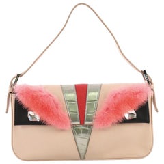 Fendi Monster Baguette Leather with Mink and Crocodile Medium