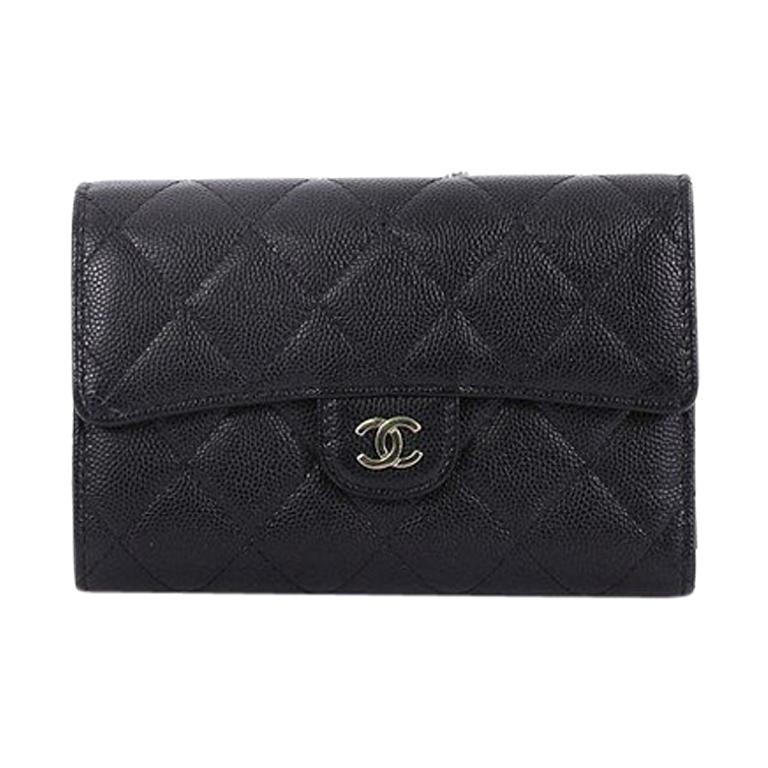 Chanel L-Flap Wallet Quilted Caviar Compact at 1stDibs