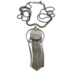 Jean Paul Gaultier Vintage Sterling Silver Fringed Pendant Necklace