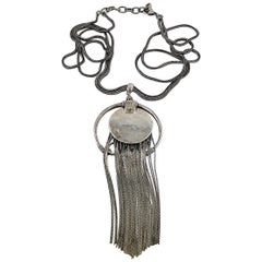 Jean Paul Gaultier Vintage Sterling Silver Fringed Pendant Necklace