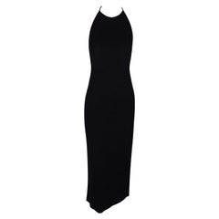 1997 Gucci by Tom Ford Black Backless Plunging Halter Midi Dress