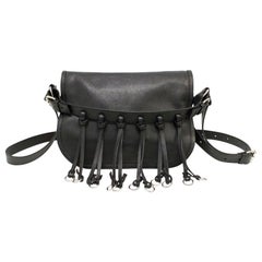 Balmain Fringed Black Saddle Bag