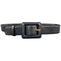 CHANEL Vintage S Black Quilted Leather Belt