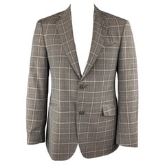 ETRO 40 Grey Plaid Wool / Elastane Notch Lapel Sport Coat