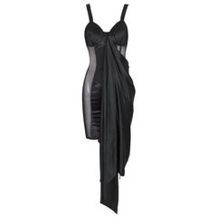 2013 Jean Paul Gaultier Black Cone Bra Sheer Mesh Bustier Mini Dress