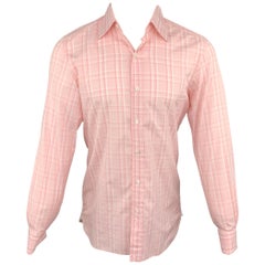 TOM FORD Size M Pink Plaid Cotton French Cuff Long Sleeve Shirt