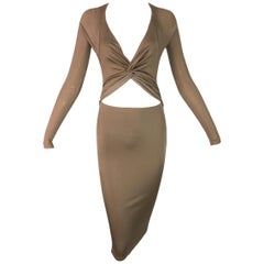 S/S 2005 Gucci Cut Out Gold Backless Wiggle Dress XS