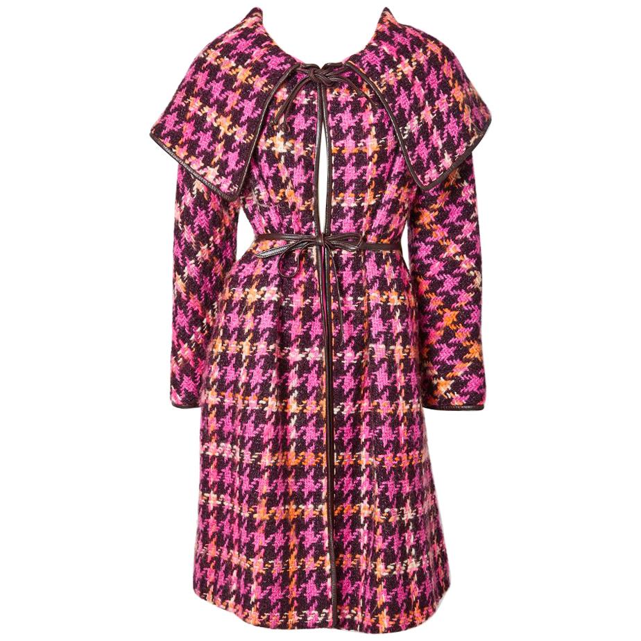 Bonnie Cashin Houndstooth Pattern Wool Coat For Sale