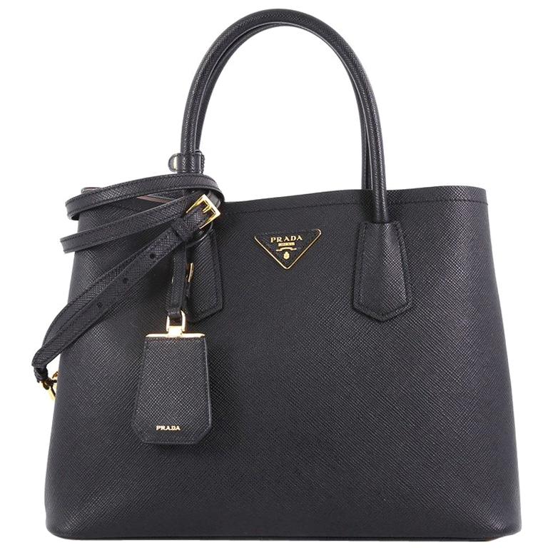 Prada Cuir Double Tote Saffiano Leather Small at 1stDibs