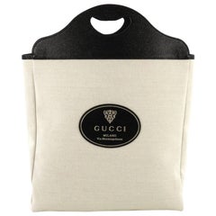  Gucci Vintage Cut Out Handle Bag Canvas with Leather Medium