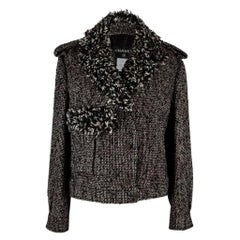 Chanel 12A Jacket Black and Burgundy Tweed 44 / 10 nwt