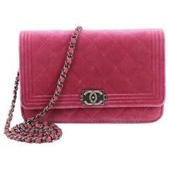 Chanel Boy Wallet on Chain Quilted Velvet