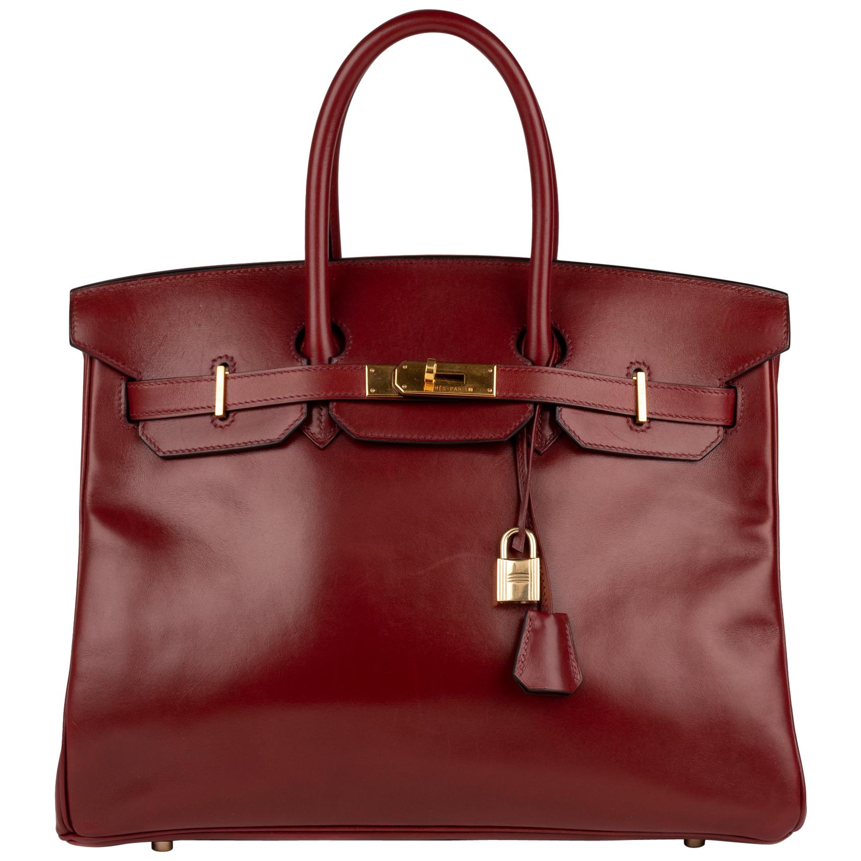 Hermes Birkin35cm Burgundy Box Leather Handbag