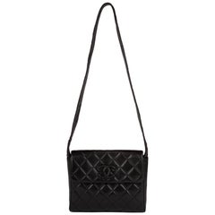 Vintage Chanel Black Lambskin Leather Shoulder Bag