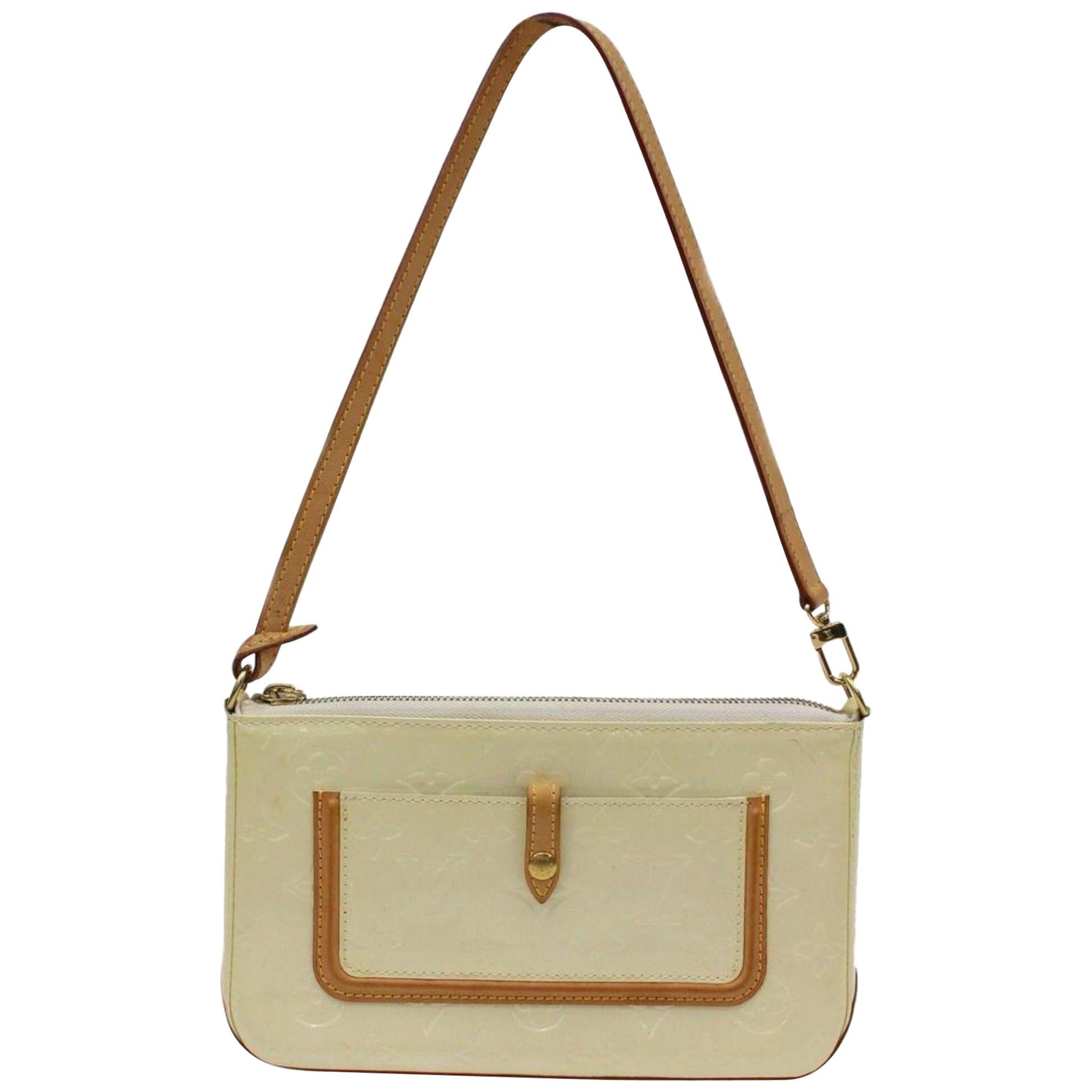 Louis Vuitton  Vernis Mallory Square 866184 Baige Patent Leather Shoulder Bag For Sale