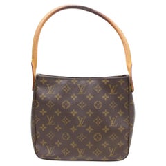 Vintage Louis Vuitton Looping Monogram Mm 866198 Brown Coated Canvas Shoulder Bag