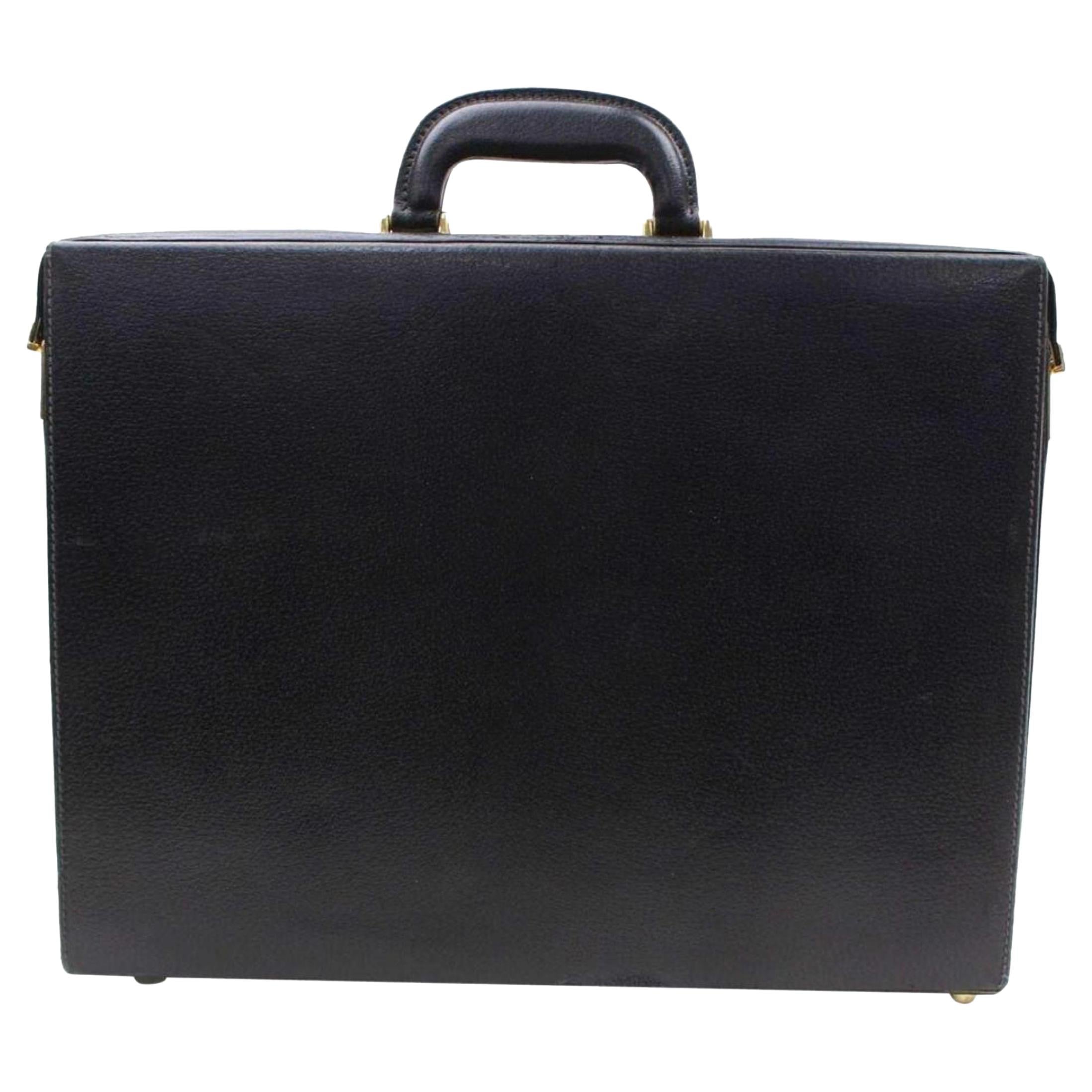 Gucci Attache Briefcase 866215 Black Leather Laptop Bag For Sale