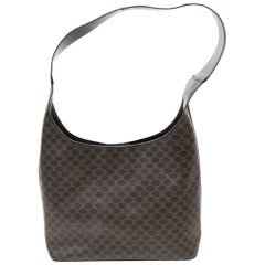 Céline Macadam Hobo Monogram 866311 Black Calfskin Leather Shoulder Bag